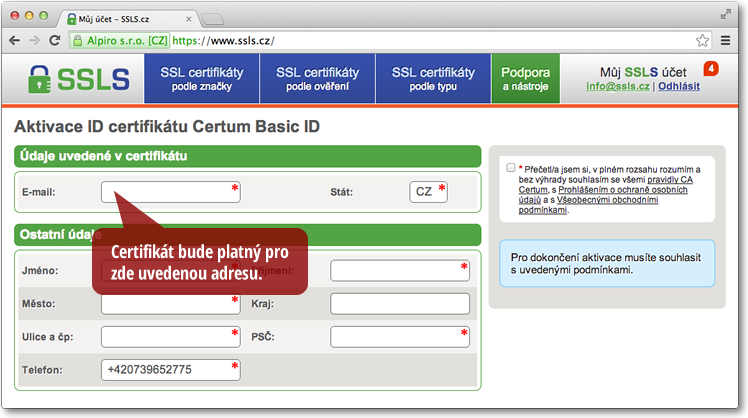 Aktivace ID certifikátu (S/MIME), digitální podpis, elektronický podpis, e-mail certifikát