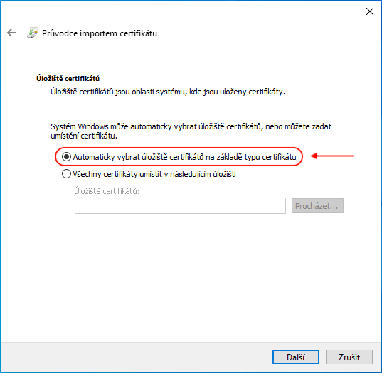 Jak importovat certifikát na Windows