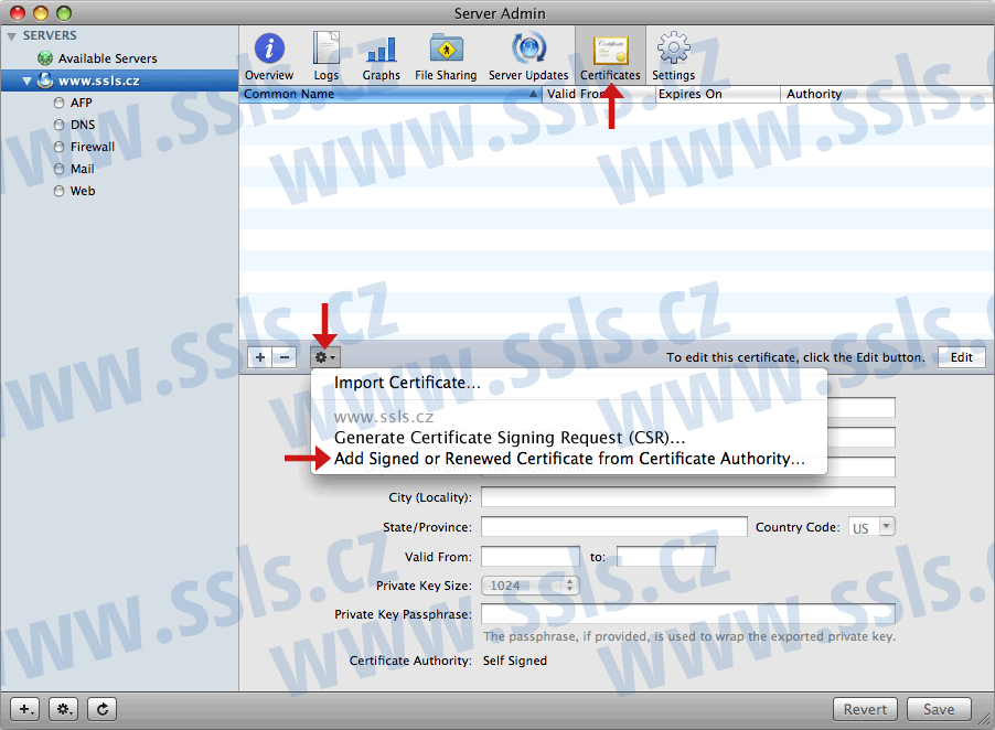 Nainstalovat SSL certifikát na Mac OS X Server