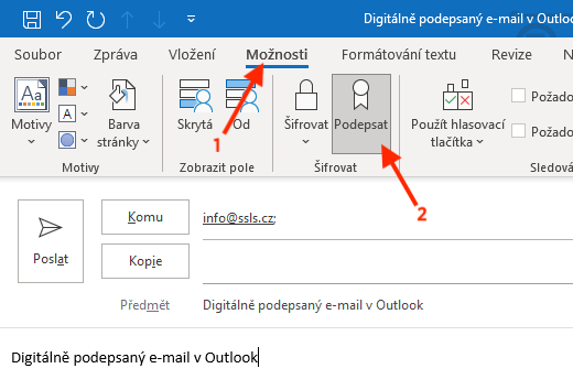 Outlook Podepsat e-mail