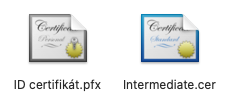 PFX soubor a intermediate certifikát pro podpis emailu na iOS a iPadOS