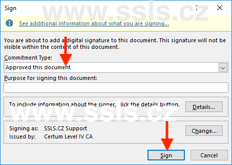 Microsoft Office Word docx elektronické podpisy - podepsat dokument